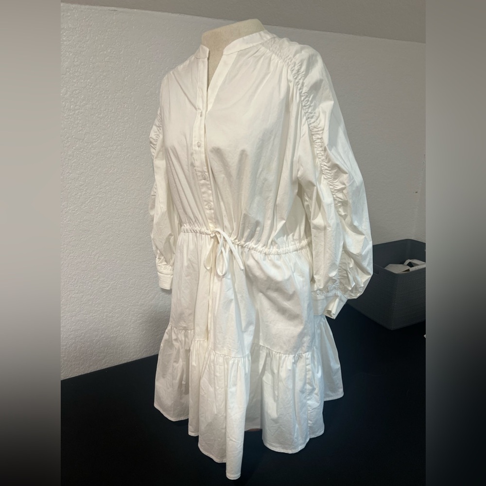 ASTR THE LABEL Ruched Shirtdress WHITE S - Picture 5 of 10